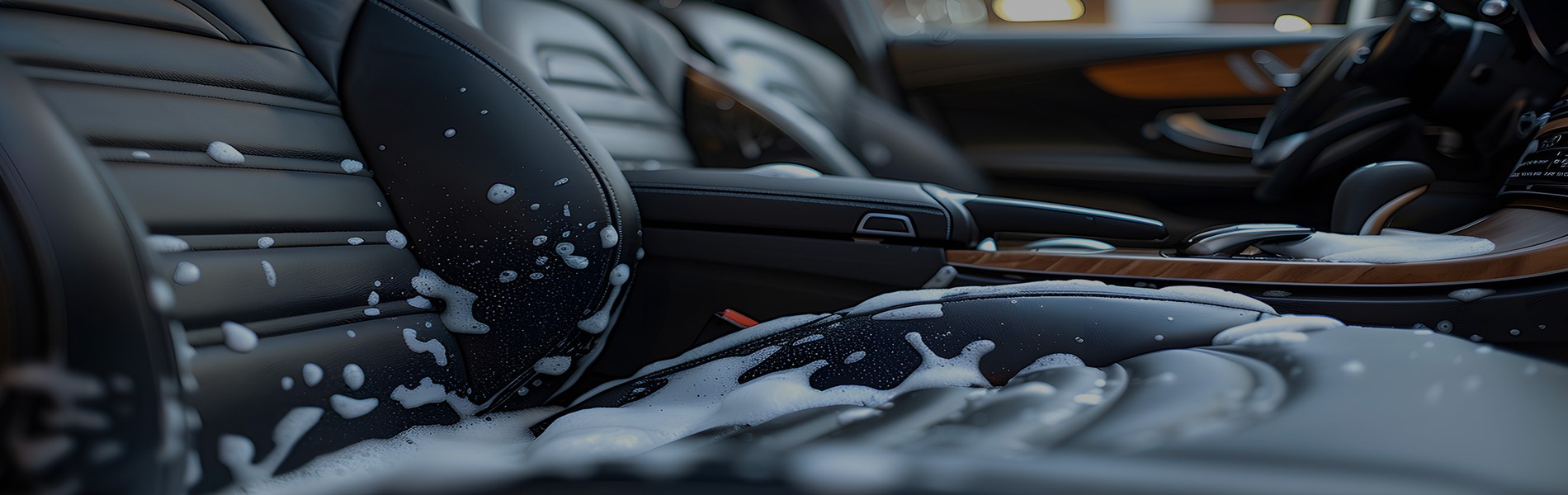 Luxury vehicle interior detailing close-up