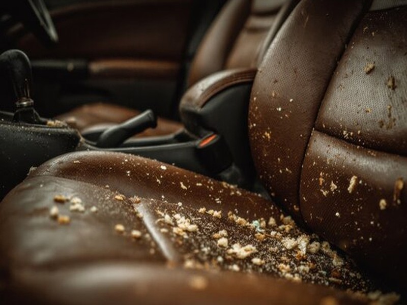 Professional cleaning of car interior spills and stains